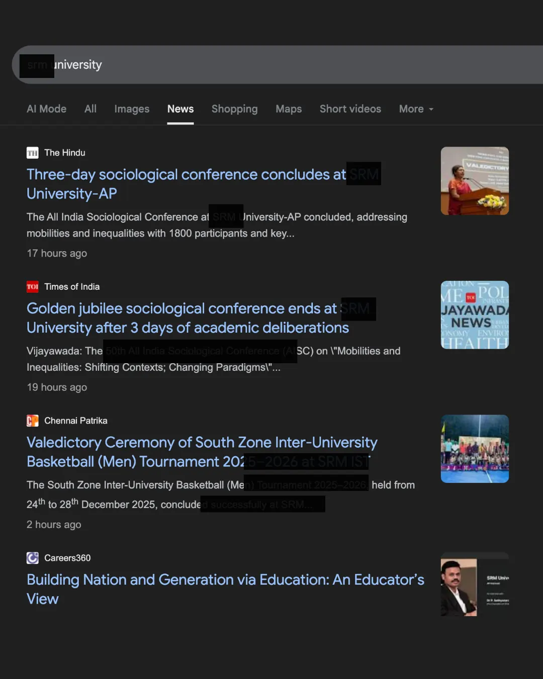 Google News results for "srm university" — SRM University